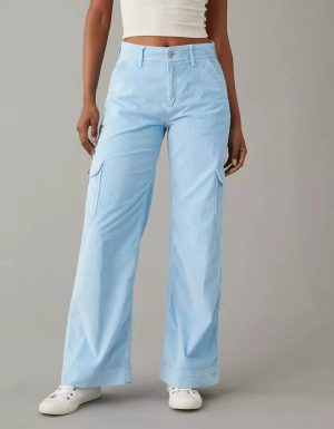 Pantalon Velours Bleu Ciel Femme - Pantalon Velours
