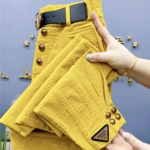 Pantalon Velours Jaune - Pantalon Velours